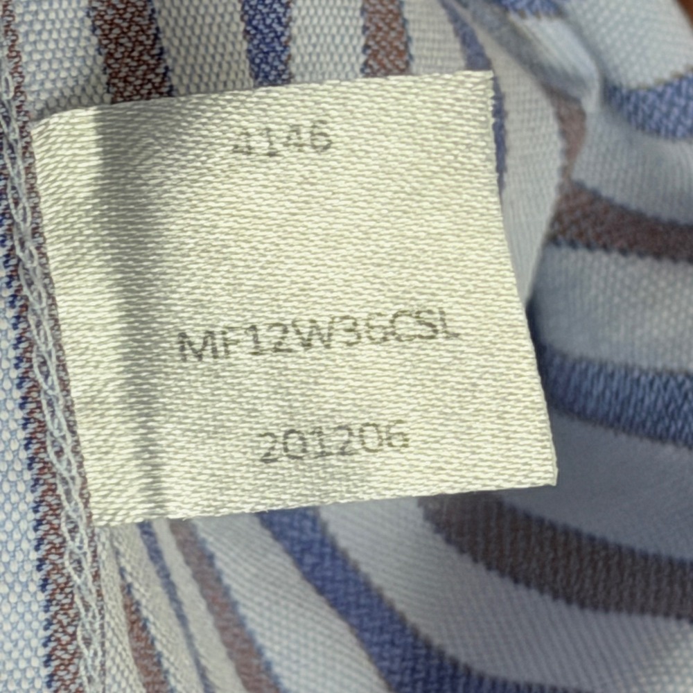 Peter Millar Mens' XL Button Down Shirt Blue Brown Striped Cotton Work Casual - Picture 7 of 11